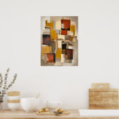 Getextureerde Abstracte blokken - Warm Earth Tone  Poster (Keuken)