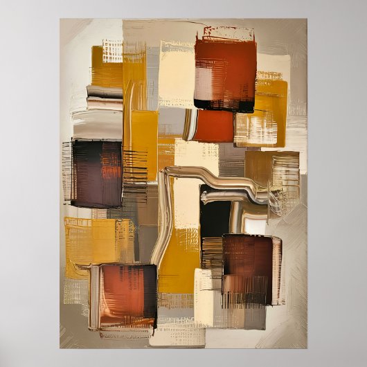 Getextureerde Abstracte blokken - Warm Earth Tone  Poster (Voorkant)