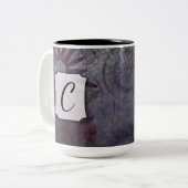 Getextureerde Abstracte kunst met koele kleuren &  Tweekleurige Koffiemok (Voorkant links)