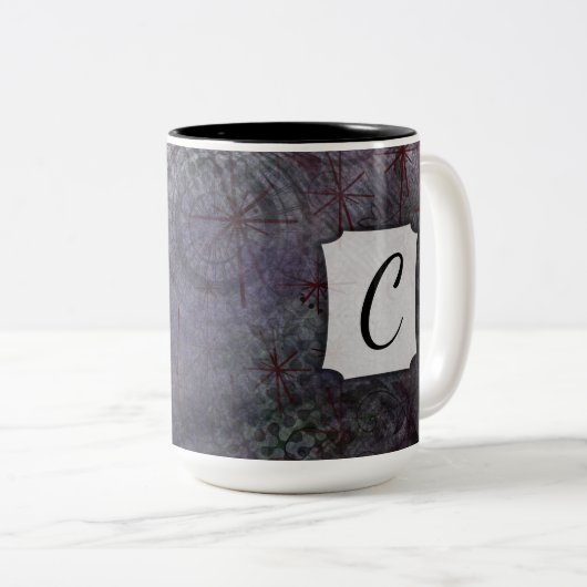 Getextureerde Abstracte kunst met koele kleuren &  Tweekleurige Koffiemok (Voorkant rechts)