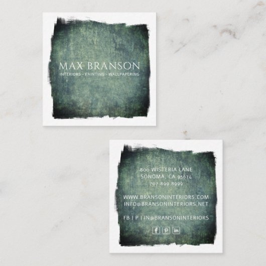 Getextureerde achtergrond interieurs schilder vierkante visitekaartje (Voorkant / Achterkant)