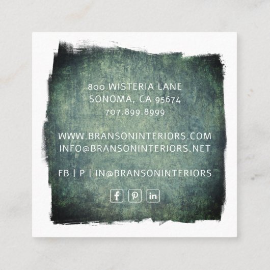 Getextureerde achtergrond interieurs schilder vierkante visitekaartje (Achterkant)