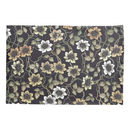 getextureerde Anemone Floral achtergrond | Kussensloop (Achterkant-Links)