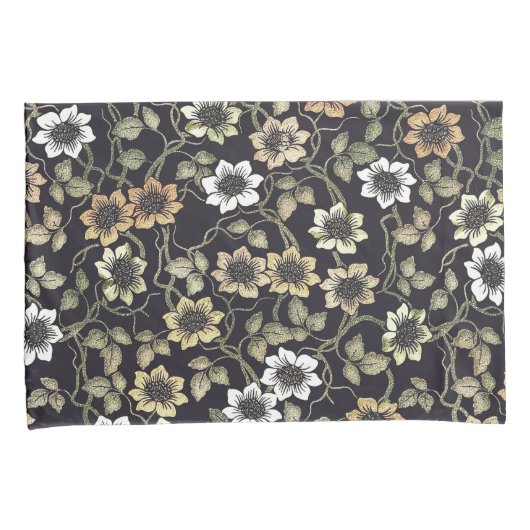 getextureerde Anemone Floral achtergrond | Kussensloop (Voorkant-Rechts)