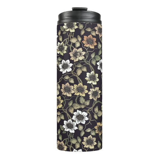 getextureerde Anemone Floral achtergrond | Thermosbeker (Voorkant)