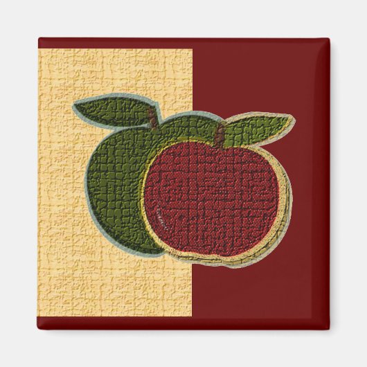 Getextureerde appelen (goud/cranberryi) Magnet (Voorkant)