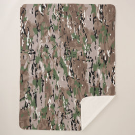 Getextureerde Army Camo Hond Met Verven Sherpa Deken
