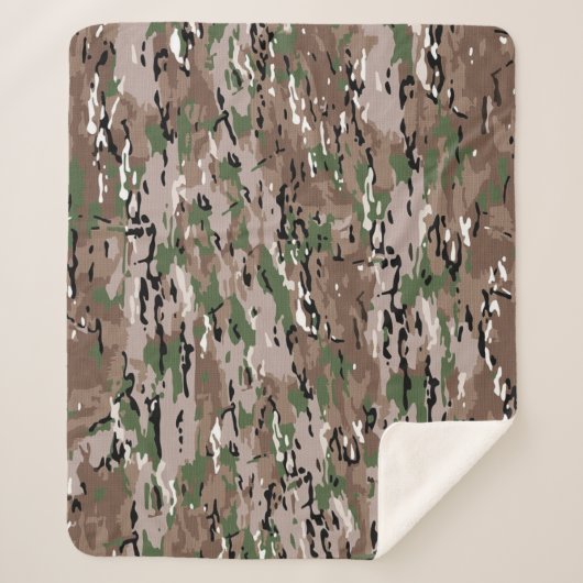 Getextureerde Army Camo Hond Sherpa Deken (Voorkant)