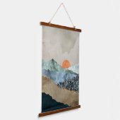 Getextureerde berglagen met Sunset Glow Hangend Wandkleed (Gebogen)