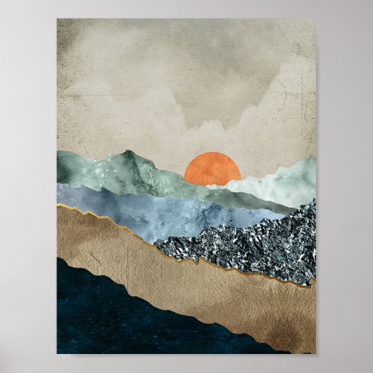 Getextureerde berglagen met Sunset Glow Poster (Voorkant)
