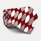 Getextureerde bladeren 03 Diagonaal - Wit op Rood Stropdas (Opgerold)