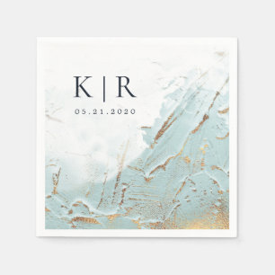 getextureerde blauw goud moderne bruiloft papier s servet