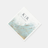 getextureerde blauw goud moderne bruiloft papier s servet (Hoek)