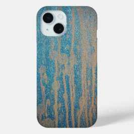 Getextureerde Blauwe Abstracte Druppelschilderij o iPhone 15 Case