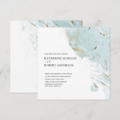 getextureerde blauwe gouden moderne trouwuitnodigi kaart (Voorkant / Achterkant)