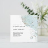 getextureerde blauwe gouden moderne trouwuitnodigi kaart (Staand voorkant)