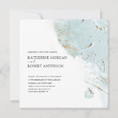 getextureerde blauwe gouden moderne trouwuitnodigi kaart (Voorkant)