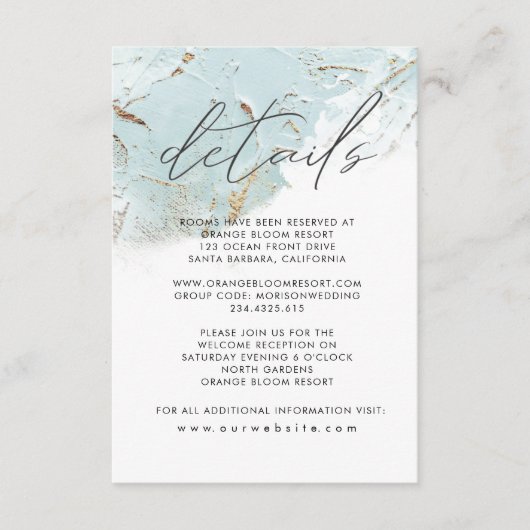 getextureerde blauwe gouden namaakfolie Details Informatiekaartje (Voorkant)