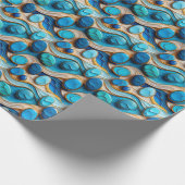 Getextureerde blauwe kiezels golven goud accent cadeaupapier (Hoek)