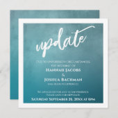 Getextureerde Blauwgroen ombre uitgestelde bruilof Kaart (Voorkant / Achterkant)