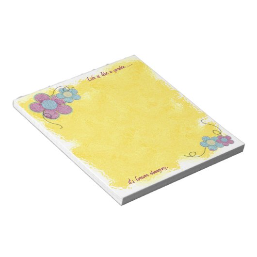 Getextureerde bloemen (geel) notitieblok (Schuin)