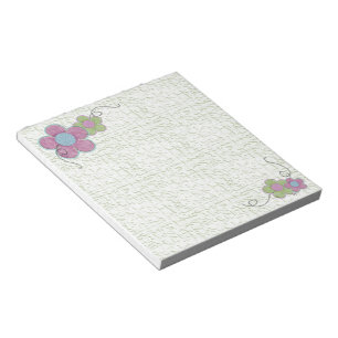 Getextureerde bloemen (groen/roze) notitieblok