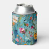 Getextureerde bloemen patroon blikjeskoeler (Blikje Voorkant)