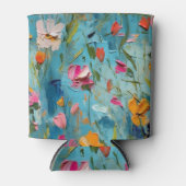 Getextureerde bloemen patroon blikjeskoeler (Voorkant)