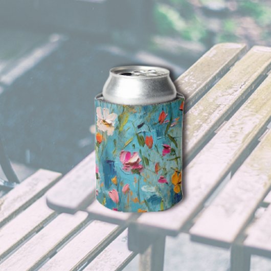 Getextureerde bloemen patroon blikjeskoeler