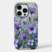 Getextureerde Bloemen Schilderen in Blues Case-Mate iPhone Case (Achterkant)