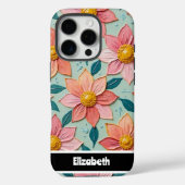  Getextureerde Bloemen Telefoon Hoesje (Achterkant)