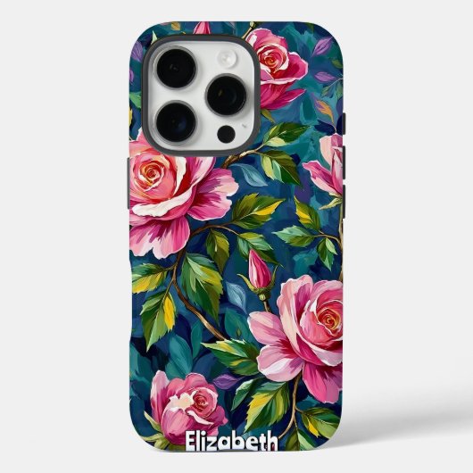 Getextureerde bloemenschilderij met roze rozen Case-Mate iPhone case (Achterkant)