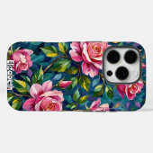 Getextureerde bloemenschilderij met roze rozen Case-Mate iPhone case (Achterkant (horizontaal))