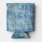 Getextureerde Blue Denim Close-up Blikjeskoeler (Voorkant)