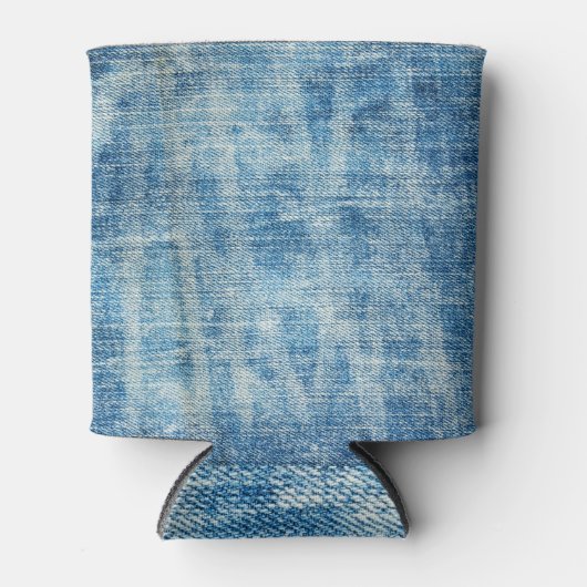 Getextureerde Blue Denim Close-up Blikjeskoeler (Voorkant)