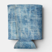 Getextureerde Blue Denim Close-up Blikjeskoeler (Achterkant)