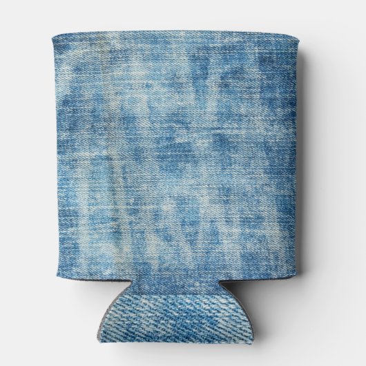 Getextureerde Blue Denim Close-up Blikjeskoeler (Achterkant)