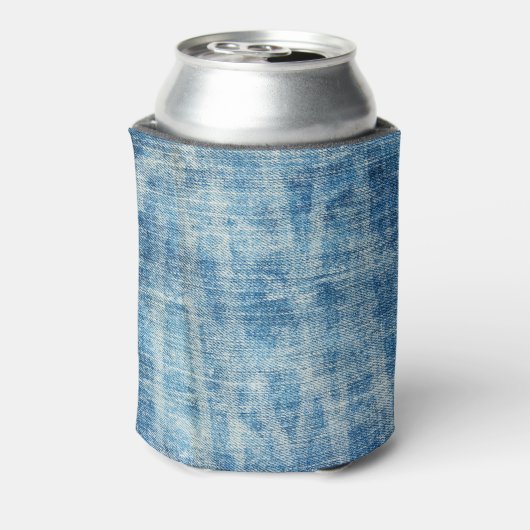 Getextureerde Blue Denim Close-up Blikjeskoeler (Blikje Achterkant)