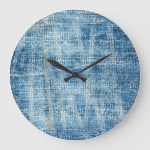 Getextureerde Blue Denim Close-up Grote Klok