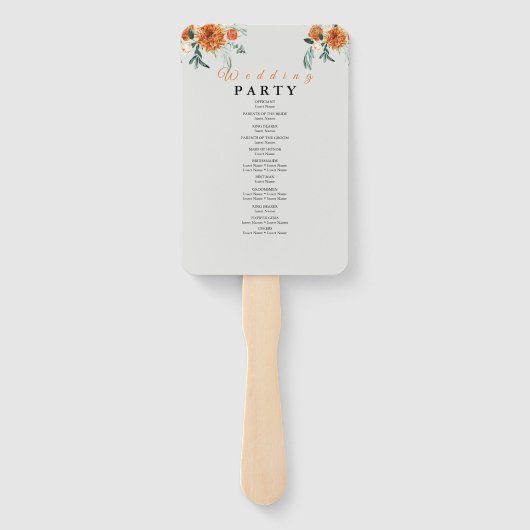 Getextureerde Boho Pampas Gras Trouwprogramma Hand Handwaaier (Achterkant)