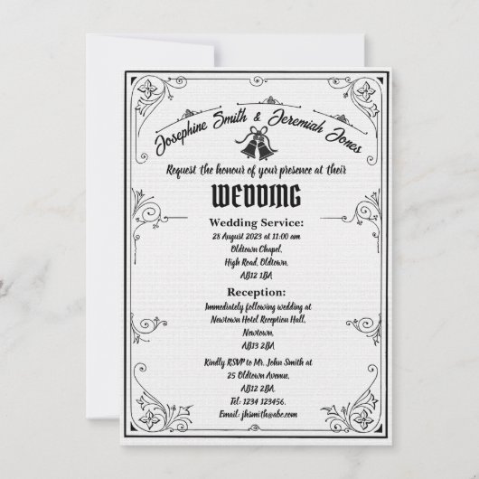 Getextureerde bruiloft klokken e Kaart uitnodiging (Voorkant)