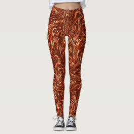 Getextureerde bruine terracotta leggings