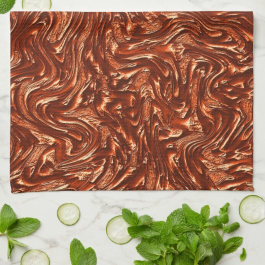 Getextureerde bruine terracotta theedoek (Gevouwen)