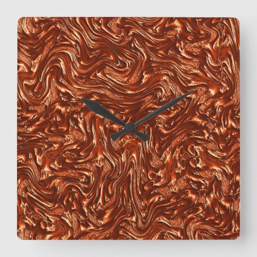 Getextureerde bruine terracotta vierkante klok (Voorkant)