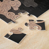 Getextureerde Chinese draak met vlammen Legpuzzel (Zijkant)