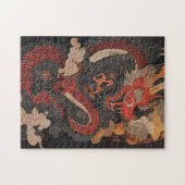 Getextureerde Chinese draak met vlammen Legpuzzel (Horizontaal)