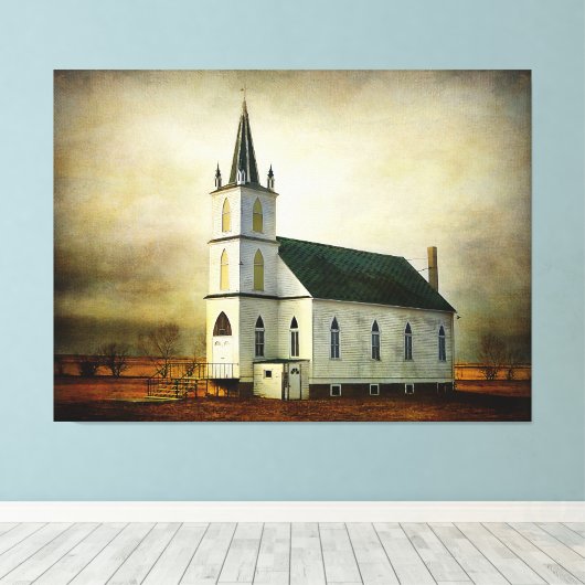 Getextureerde Country Church Canvas Afdruk (Insitu (Houten vloer))