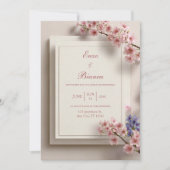 Getextureerde Crème Roze Sakura Botanisch Frame Tr Kaart (Voorkant)