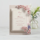 Getextureerde Crème Roze Sakura Botanisch Frame Tr Kaart (Staand voorkant)