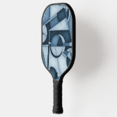 Getextureerde Cyanotype Geometrische Abstracte Kun Pickleball Paddle (Links)
